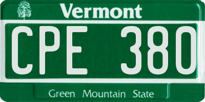 VT license plate CPE380