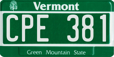 VT license plate CPE381