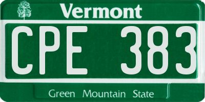 VT license plate CPE383