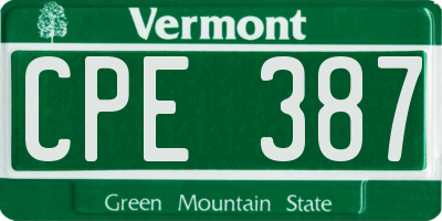 VT license plate CPE387