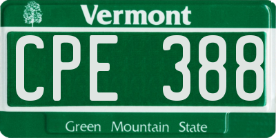 VT license plate CPE388