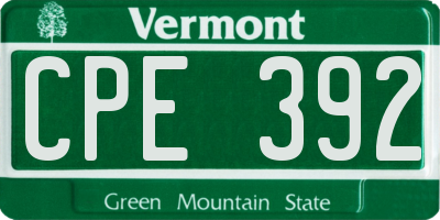 VT license plate CPE392