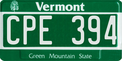 VT license plate CPE394