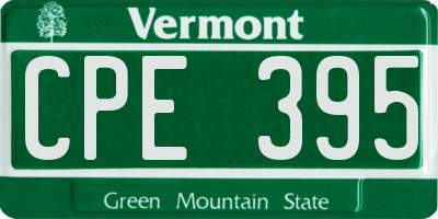 VT license plate CPE395