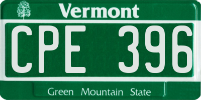 VT license plate CPE396