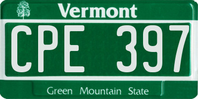 VT license plate CPE397