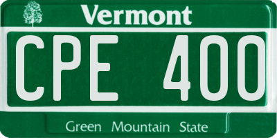 VT license plate CPE400