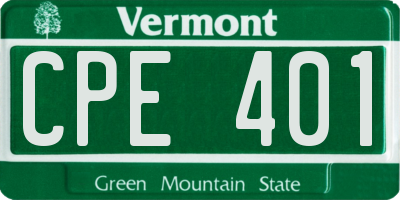 VT license plate CPE401
