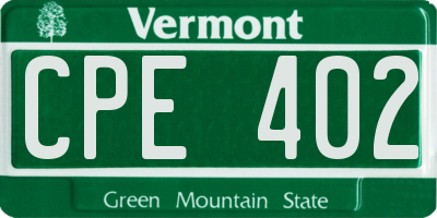 VT license plate CPE402