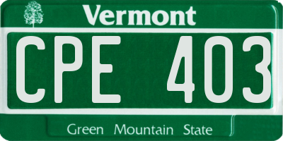 VT license plate CPE403
