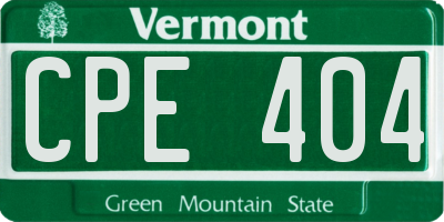 VT license plate CPE404