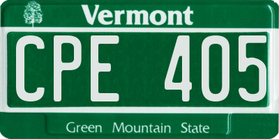 VT license plate CPE405