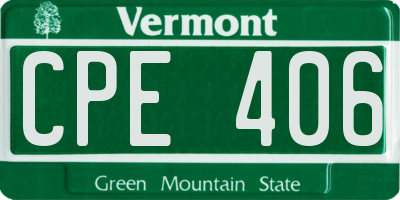 VT license plate CPE406