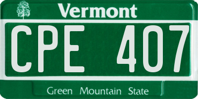 VT license plate CPE407