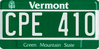 VT license plate CPE410