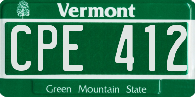 VT license plate CPE412