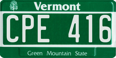 VT license plate CPE416