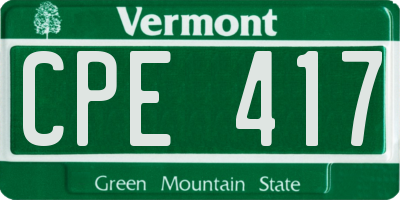 VT license plate CPE417