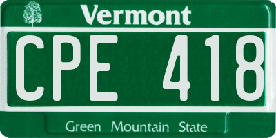 VT license plate CPE418