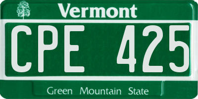 VT license plate CPE425