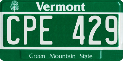 VT license plate CPE429