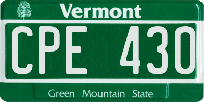VT license plate CPE430