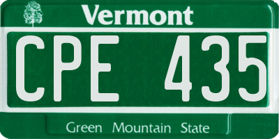 VT license plate CPE435
