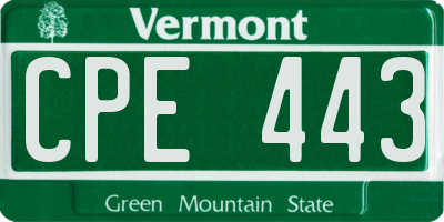 VT license plate CPE443