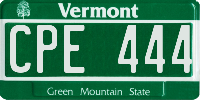 VT license plate CPE444