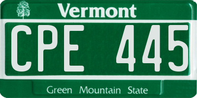 VT license plate CPE445