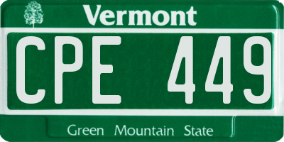 VT license plate CPE449