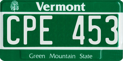 VT license plate CPE453