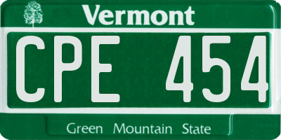 VT license plate CPE454