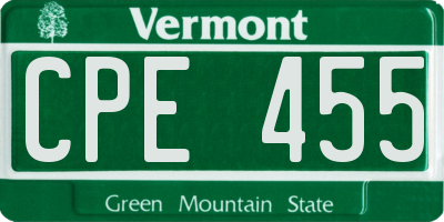 VT license plate CPE455