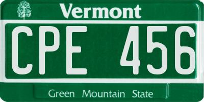 VT license plate CPE456