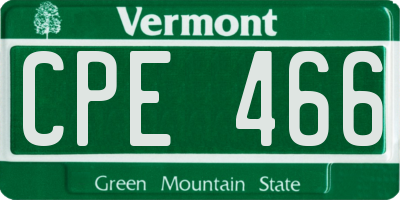 VT license plate CPE466