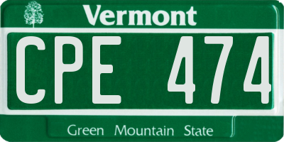 VT license plate CPE474