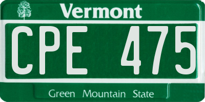 VT license plate CPE475