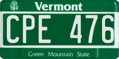 VT license plate CPE476