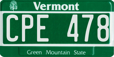VT license plate CPE478