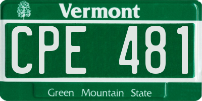 VT license plate CPE481