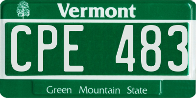 VT license plate CPE483