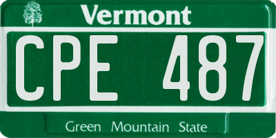 VT license plate CPE487