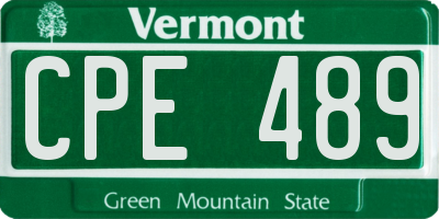 VT license plate CPE489