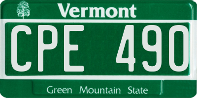 VT license plate CPE490