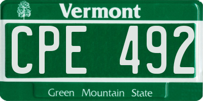 VT license plate CPE492