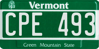 VT license plate CPE493