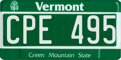 VT license plate CPE495