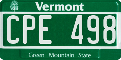 VT license plate CPE498