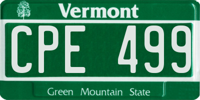 VT license plate CPE499